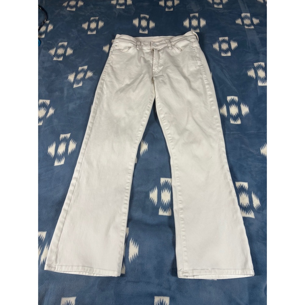 Mother The Insider Crop Jeans Glass Slipper White High Rise Flare Size 26
